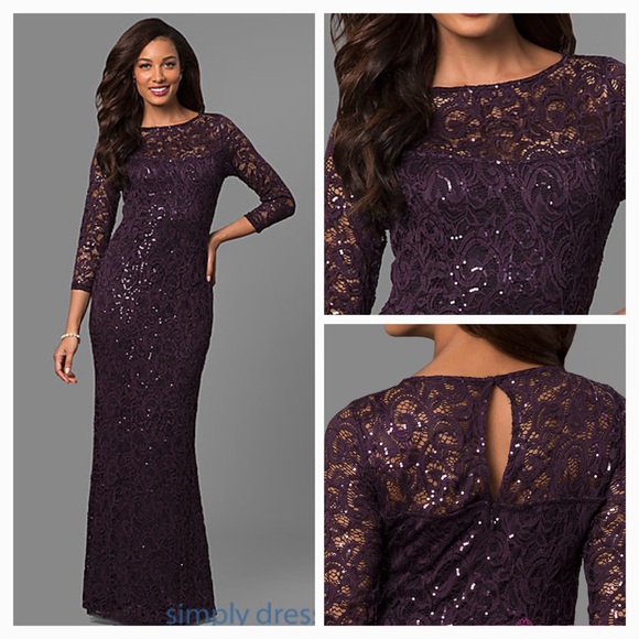 marina long sleeve lace gown